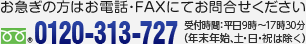 お急ぎの方はお電話・FAXにてお問合せください　0120-313-727　受付時間：平日9時～17時30分（年末年始、土・日・祝は除く）